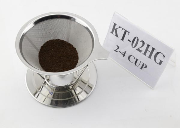 Food Grade Stainless Steel Coffee Dripper With Holder , Silver Color
