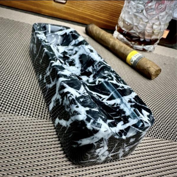 Cenicero de lujo de mármol francés Napoleón negro alta durabilidad para fumar