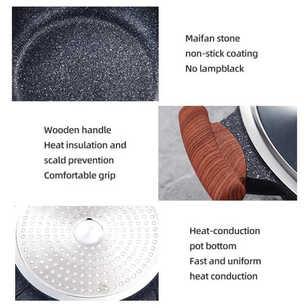 Wholesale Custom 32cm Aluminum Frying Pan Maifan Stone Coating Non Stick Cooking Pot Frying Pan