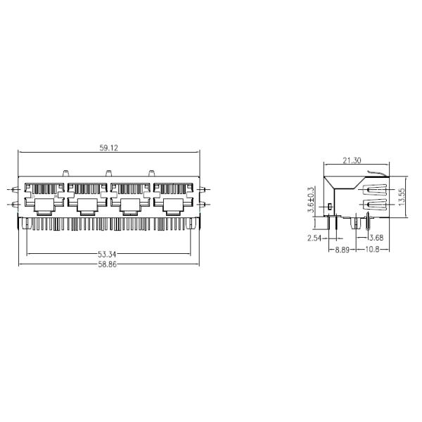 XFATM2-C4-4 10/100 инвентарь LPJF46287CNL-2 соединителя локальных сетей RJ45 порта основания-T 1x4