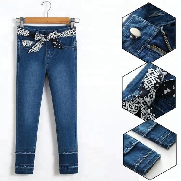 Custom Kids Denim Clothes Jeans Pant Adjustable Waist Zip Around With Printed