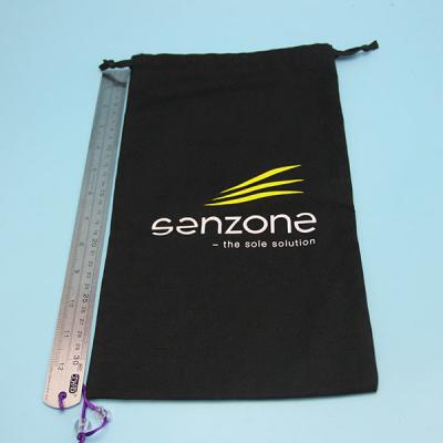 Sacs de cordon noirs de toile du logo 30x45cm d'impression
