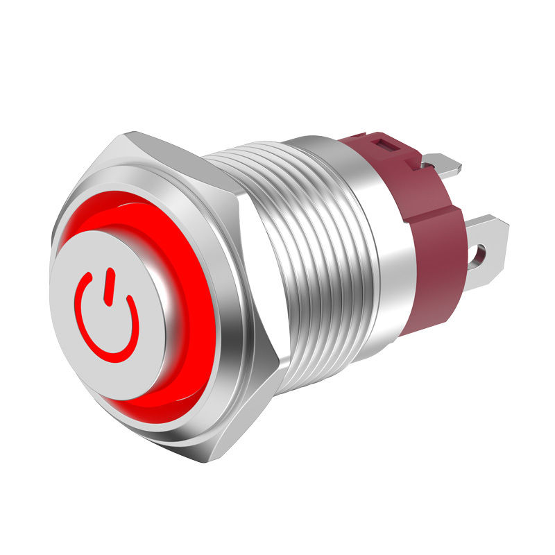 10A High-Current Metal Push Button Switch 16MM Short Type, Normally Open, Self-Reset/Self-Locking, with Light Button Switch