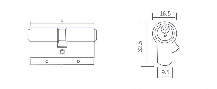 Double Open Aluminum Cylinder Lock 70mm Door Cylinder