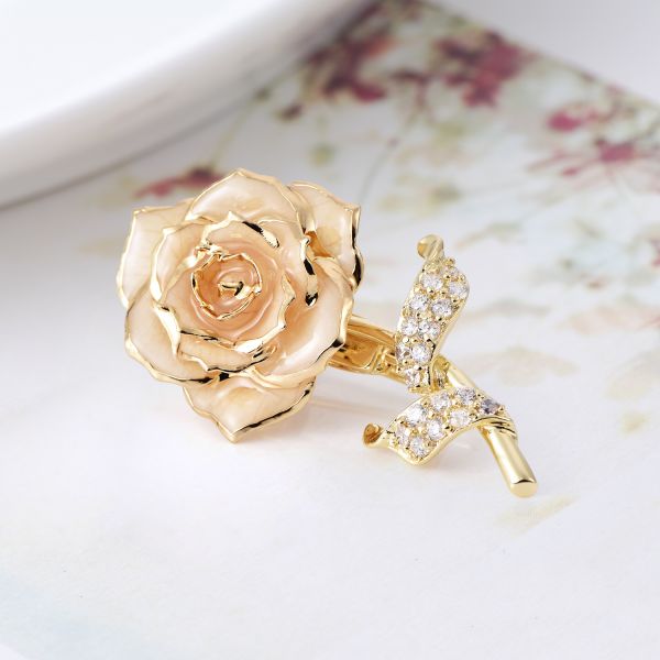 24k Gold Plated Rose Factory Wholesale Adorable Girls Rose Brooch Gold Dipped Rose Fashion