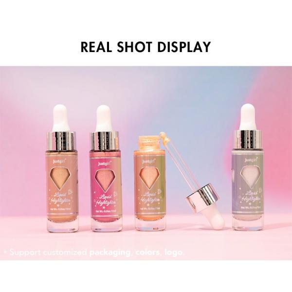 Gold Vegan Glitter Makeup Highlighter Liquid 15ml Long Lasting Multipurpose