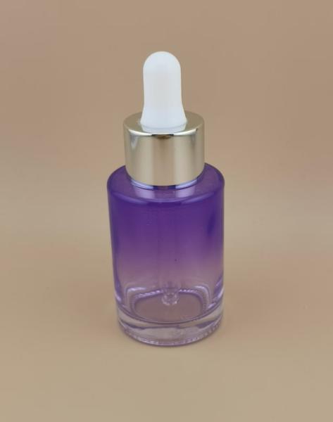 New Design Clear Gradual Change Purple Smooth Round Dropper Bottle K-GBL30 for Essence