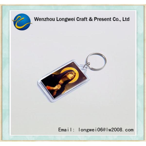Custom Clear Plastic Photo Keychain , Printed Paper Insert Acrylic Keychain
