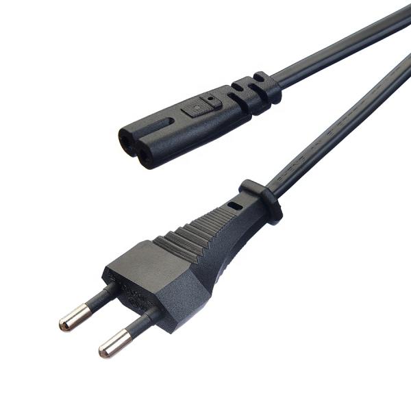Non-Grounding European VDE 2 Prong Round Pin 2.5A Waterproof Plug Power Cord Extension Cords for Black Electrical Kettles