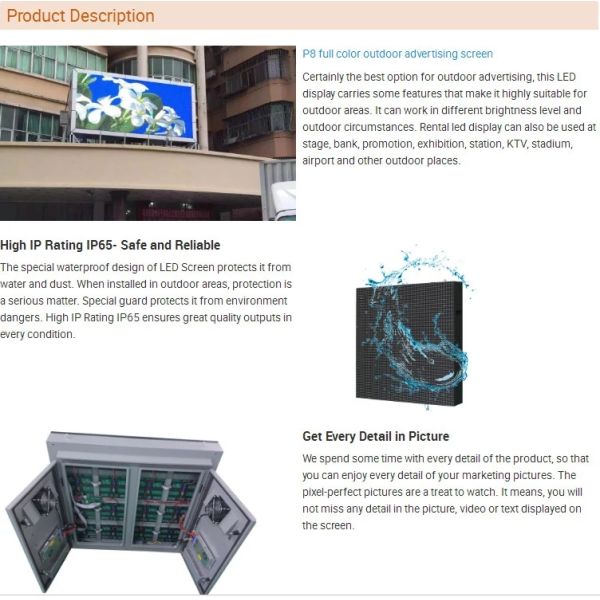 SMD/DIP Outdoor LED Display for Advertisign Custom Size Fixed LED Billboard