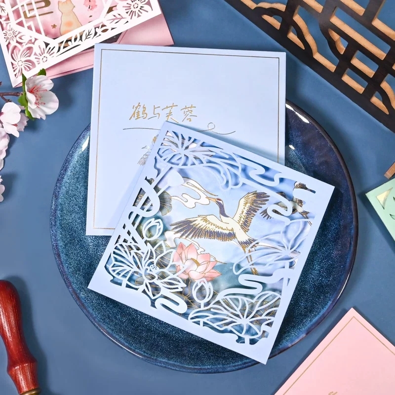 3D Hollow Laser Cut Greeting Cards With Envelopes For Holiday Gifts