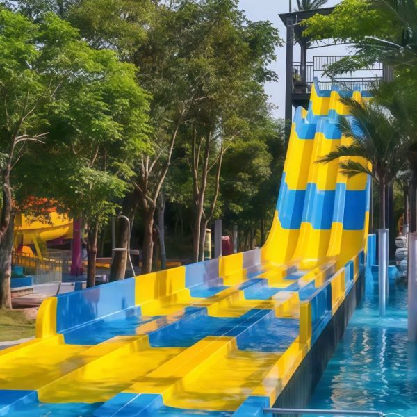 Commercial Rainbow Multi-Lane Racing Water Slide Heavy-Duty Fiberglass  Anti-UV For Water Parks And Resorts