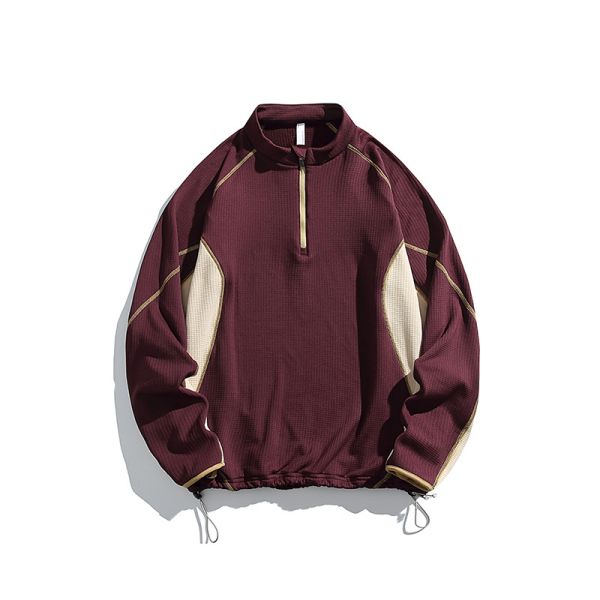 Stand Collar Color Block Jacket Thermal Antibacterial Polartec Fleece Outdoor Pullover