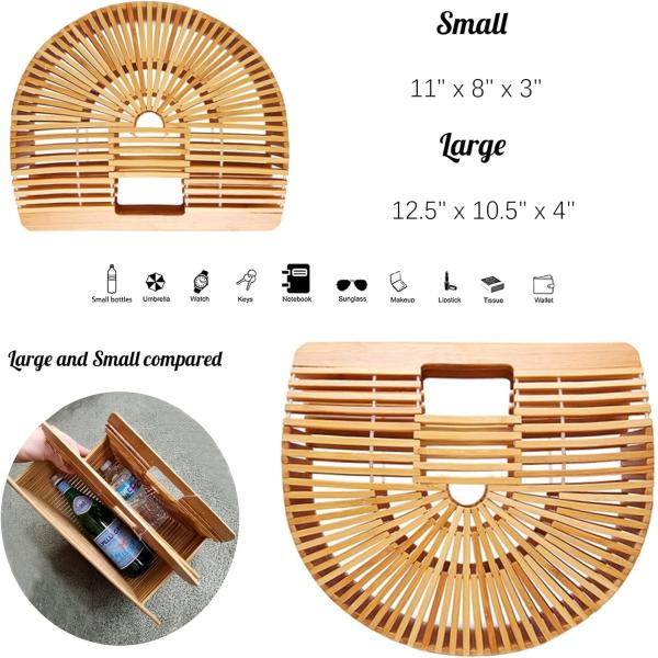 MIUCO WOMENS BAMBOO HANDBAG HANDMADE LARGE TOTE BAG STRAW BEACH BAGS BEACH PURSE