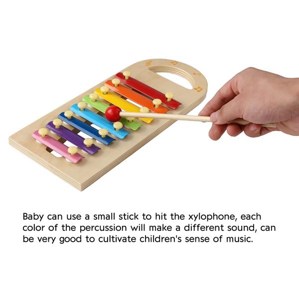 8 juguetes educativos de los instrumentos de madera del xilófono de los niños del piano de las notas