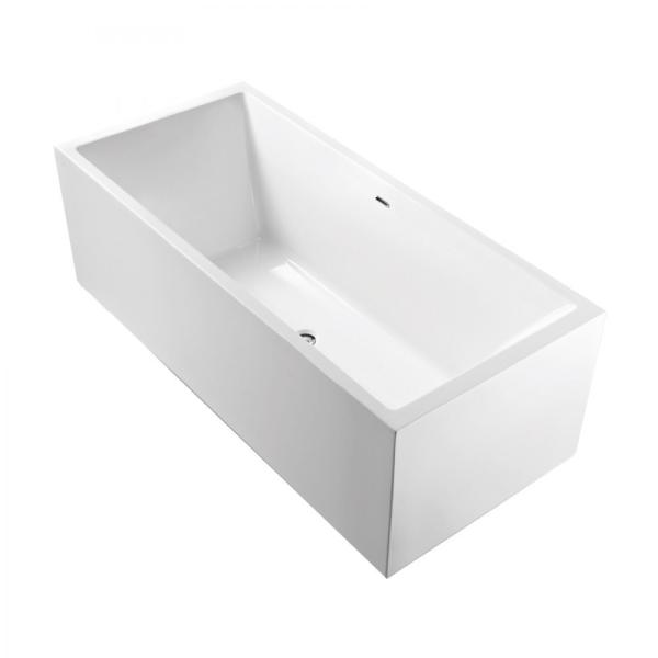 1800mm Straight Narrow Rim Border Freestanding Acrylic Bathtub with Whirlpool Function