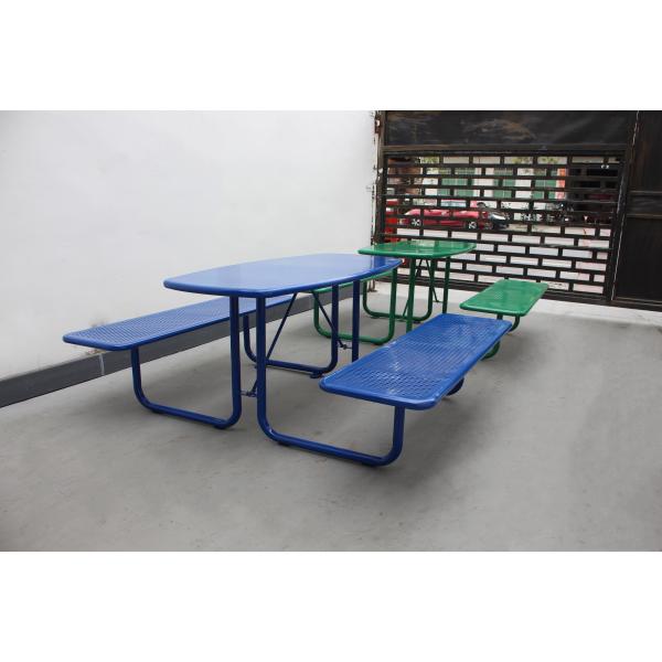 Metal Green Color Outdoor Picnic Tables Chair Set 1600mm Length