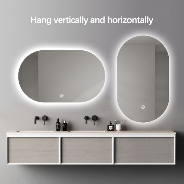 Defogger LED Lighted Bathroom Mirror , Arched Backlit Mirror Customized Logo
