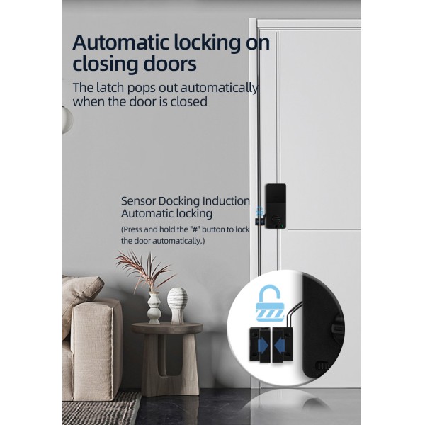 YAGU Mini Short Smart Lock Keyless Entry Password IC Card Key Anti-theft Lock Office Automatic Digital Code Deadbolt Door Lock