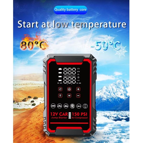 Professional Portable Air Compressor 12V Car Jump Starter 150PSI Fast Inflation