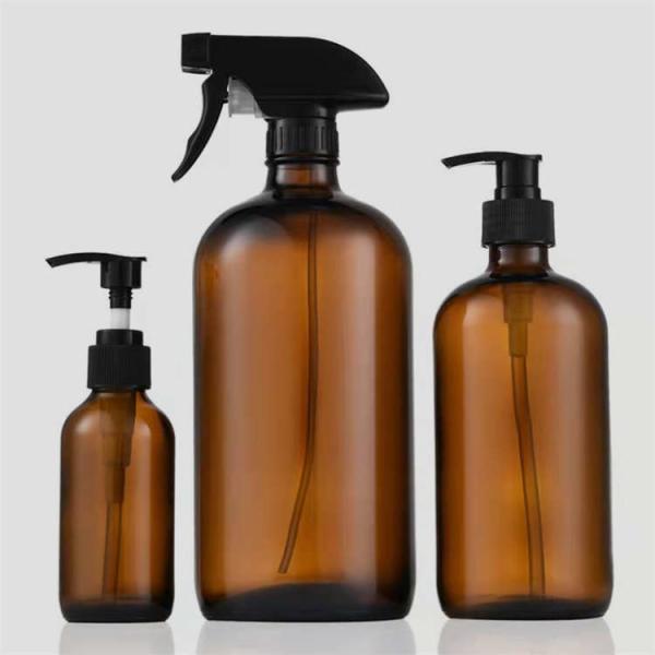 Odorless 8oz Amber Glass Trigger Spray Bottle , CE Amber Glass Bottle With Spray Top