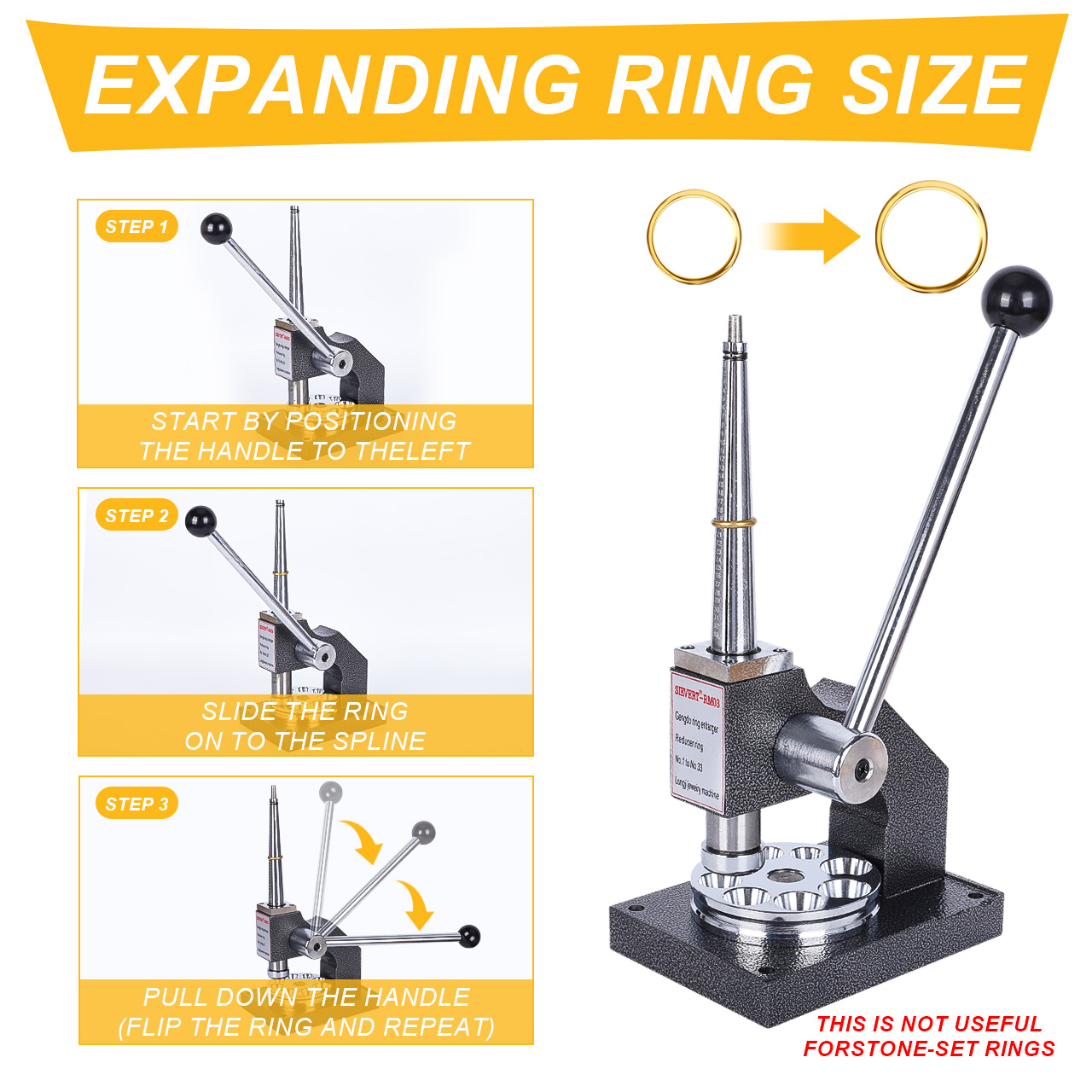 Tooltos Steel Ring Stretcher And Reducer For Jewelry Making Black Single Handle Weight 9,6 Kg (Стальные кольцевые носилки и редукторы для ювелирных изделий)
