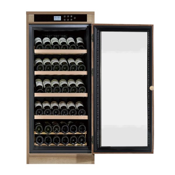 Wood Wine Cooler Cabinet with Digital Temperature Control Adjustable Shelves and Lockable Door