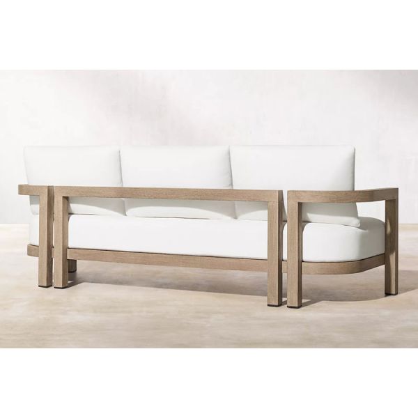 Modern Outdoor Leisure Teak Wood Sofa Hotel Terrace Garden Soft Couch Set