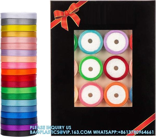 Satin Ribbon Fabric Ribbon Silk Ribbon Embellish Ribbon Rolls, 2/5 Wide 5 Yard/Roll, Ribbons Perfect For Crafts