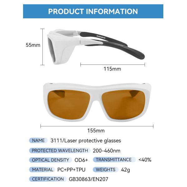 Green Blue Laser Safety Goggles 450nm 532nm UV Protection CE EN207 Protective Glasses for Laser Engraver Hair Removal Anti-Glare