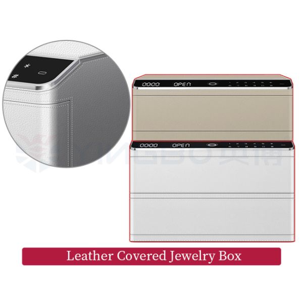 Home Fingerprint Lock Leather-Covered Jewelry Safe Box Solid Steel Auto Open