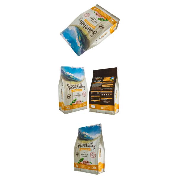 Sacs en plastique à fond plat personnalisés de 2 kg Sacs de poulet Sacs d'emballage de viande avec fermeture à glissière