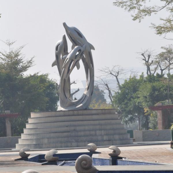 Large Abstract Mirror Stainless Steel Garden Sculpture Sandblasting Customized