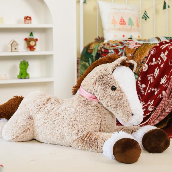 Wholesale Popular MORISMOS 120cm Giant Horse Teddy Kawaii Large Horses Soft Cuddly Toy XXL Furry Stuffed Animal Boys Girls