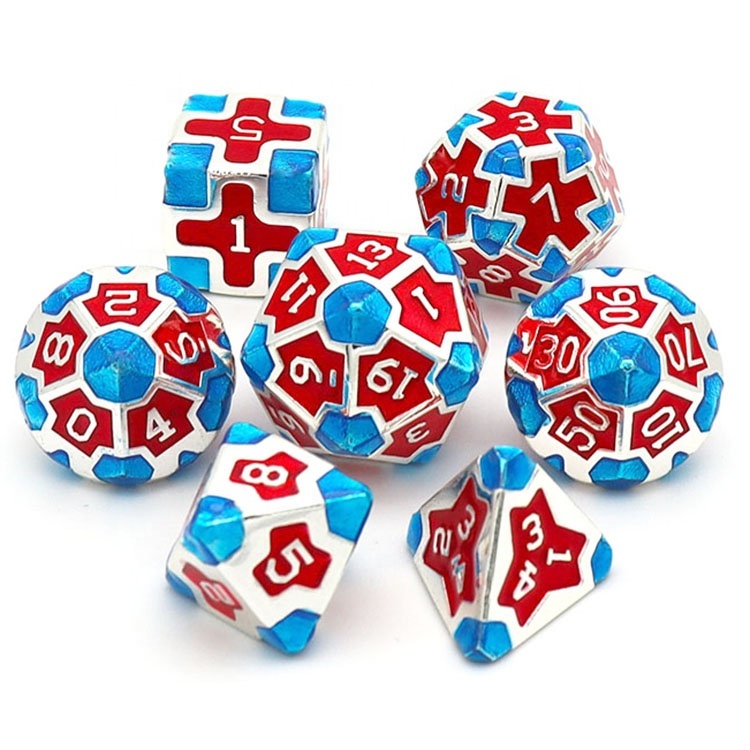 Customized Logo Zinc Alloy Metal Dice Set D4-D20 for Role-Playing Board Games