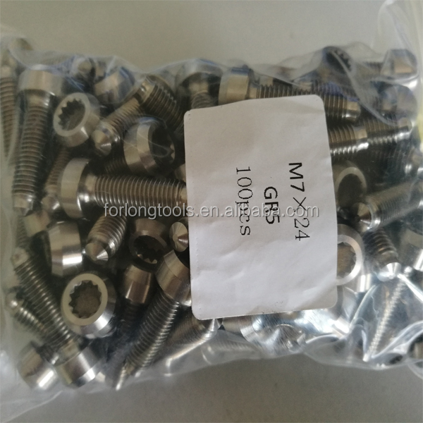 Easy-to-Install and Durable M7 * 24mm Titanium Split Rim Bolts for BBS DIN Standard Natural Finish