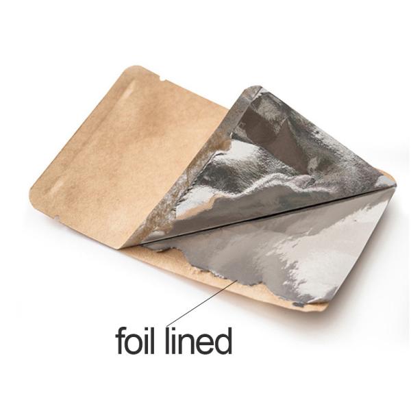 Aluminium Foil Lined Waterproof Kraft Paper 3 Side Seal Bag Customized