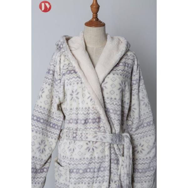 Lounge Soft Bathrobe Pajamas For Ladies Plush Knee - Length Printing Girls Nightgowns