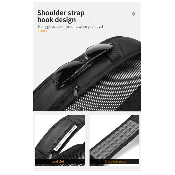 Waterproof Oxford Cloth Mens Shoulder Chest Sling Bag 19*10*34cm