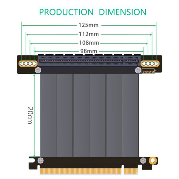 High Quality 90 Degree Vertical PCI-E Riser Cable with Male to Female Porous Design for Flexible GPU Extension