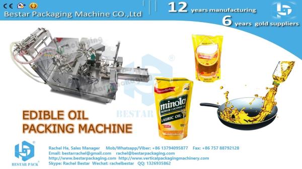 Doypack Bestar machine with pump and fuel tank for packaging olive oil in 2000ml bags