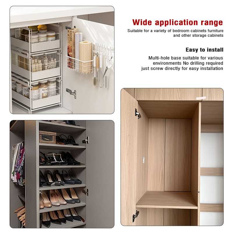 Push-to-open Rebound Hinge Cabinet Buffer Hydraulic Hinge Touch Latch No Handle Cabinet Door Hardware