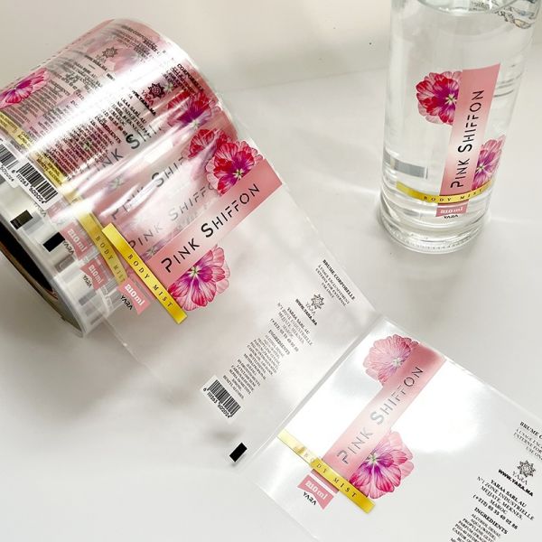 Custom Self-adhesive Waterproof Transparent Vinyl Cosmetic Perfume Shampoo Essential Oil Skincare Bottle Packaging Label
