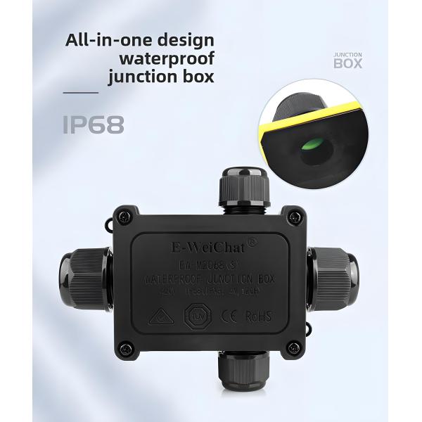 Waterproof ThroughType Junction Box 1in3Out Cable Gland Enclosure for Electrical Data Connections