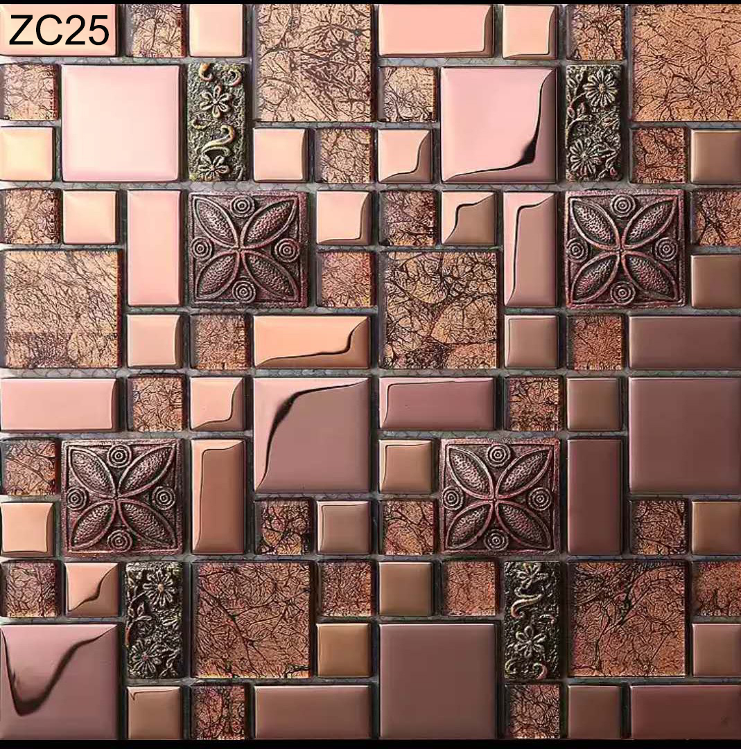 Wear-resistant and Firebrick Luxury Glass and Metal Wall Swimming Pool Mosaics For Renovation and Project