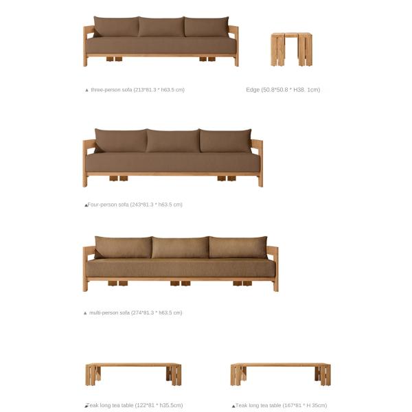 Nordic Morden Teak Wood Garden Sofa And Table Leisure Chair Set Outdoor Furniture