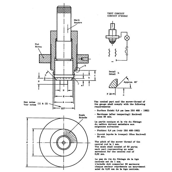 E27 Lamp Cap Gauge For Checking Side-Contact Resiliency In Lampholders 7006-22C-1