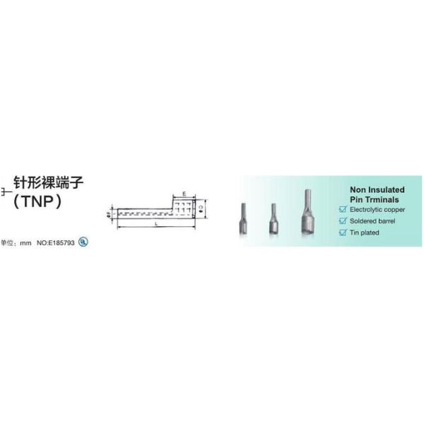 Coated Tin OEM UL Cold Wire Pin Terminals Non Insulated Crimp Connectors