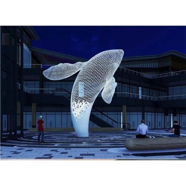 Custom Public Outdoor Modern Decorative Steel Sculpture Metal Statue Huge White Whale