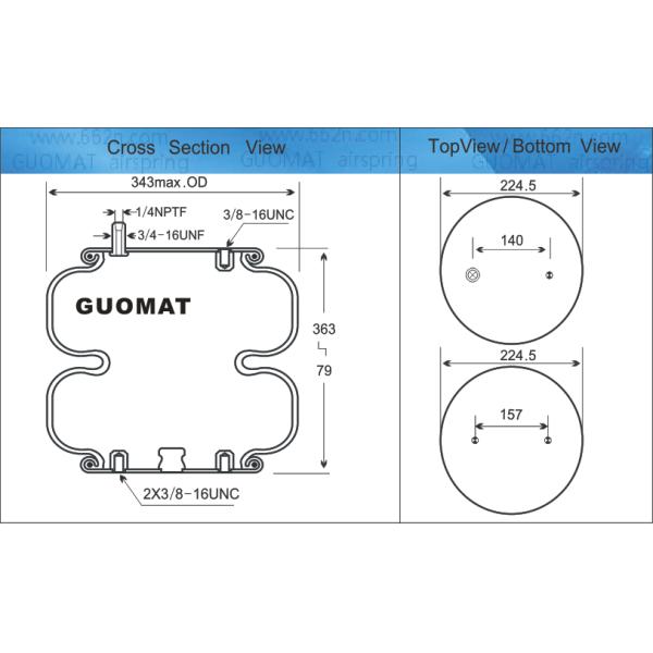 Firestone W01-358-7472 Air Spring Contitech FD 330-30 371 Actuador de aire contorneado doble para instrumentos de calidad